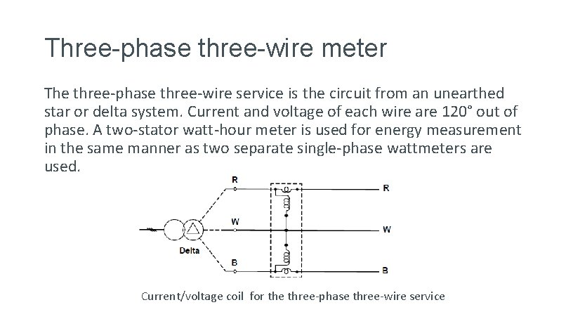 Three-phase three-wire meter The three-phase three-wire service is the circuit from an unearthed star Three-phase three-wire meter The three-phase three-wire service is the circuit from an unearthed star