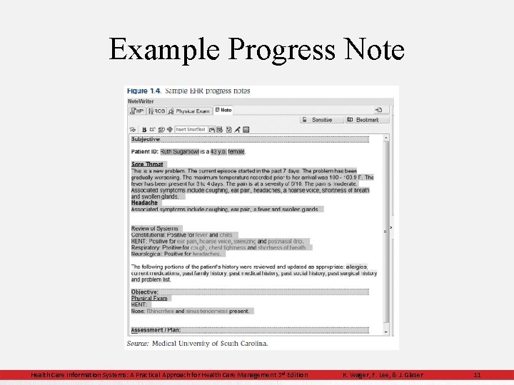 Example Progress Note Health Care Information Systems: A Practical Approach for Health Care Management