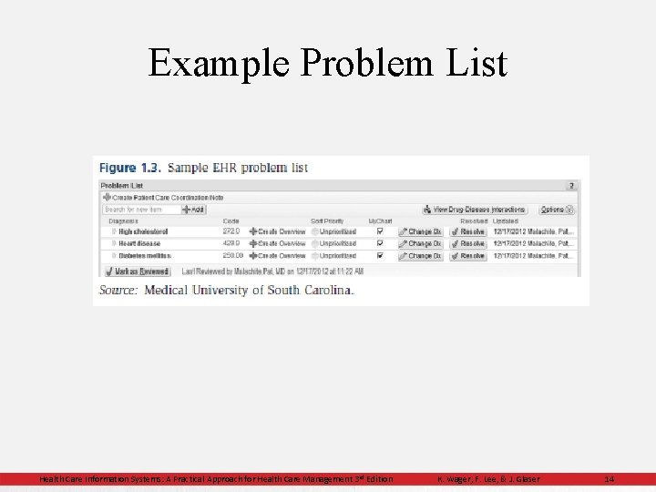 Example Problem List Health Care Information Systems: A Practical Approach for Health Care Management