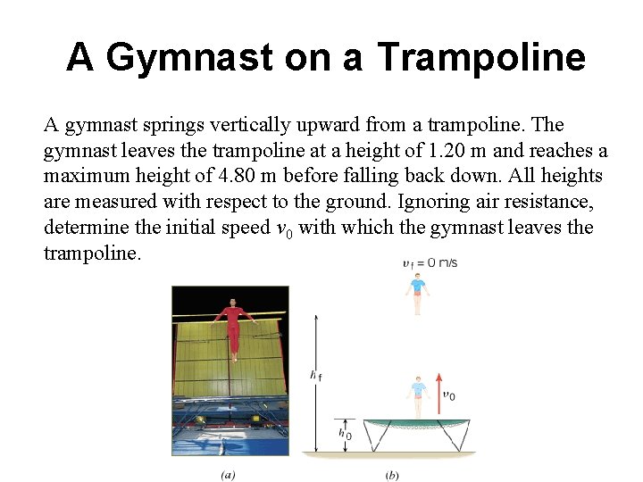 A Gymnast on a Trampoline A gymnast springs vertically upward from a trampoline. The A Gymnast on a Trampoline A gymnast springs vertically upward from a trampoline. The