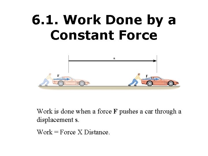 6. 1. Work Done by a Constant Force Work is done when a force 6. 1. Work Done by a Constant Force Work is done when a force