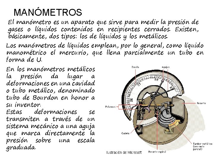 MANÓMETROS El manómetro es un aparato que sirve para medir la presión de gases MANÓMETROS El manómetro es un aparato que sirve para medir la presión de gases