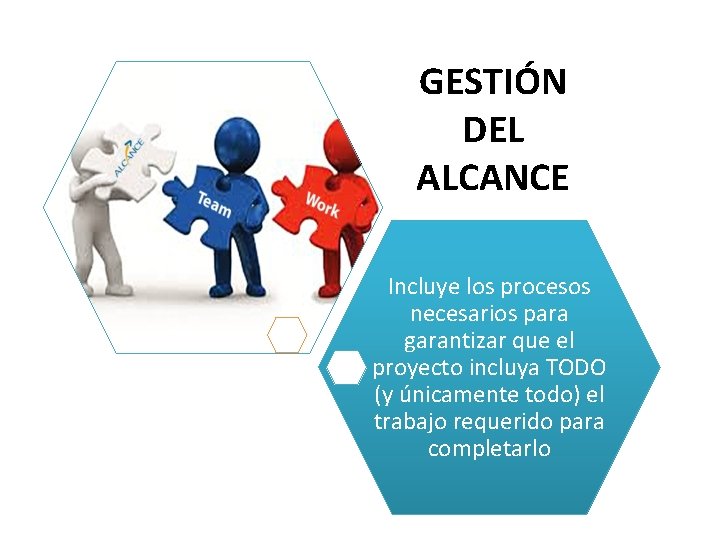 GESTIÓN DEL ALCANCE Incluye los procesos necesarios para garantizar que el proyecto incluya TODO