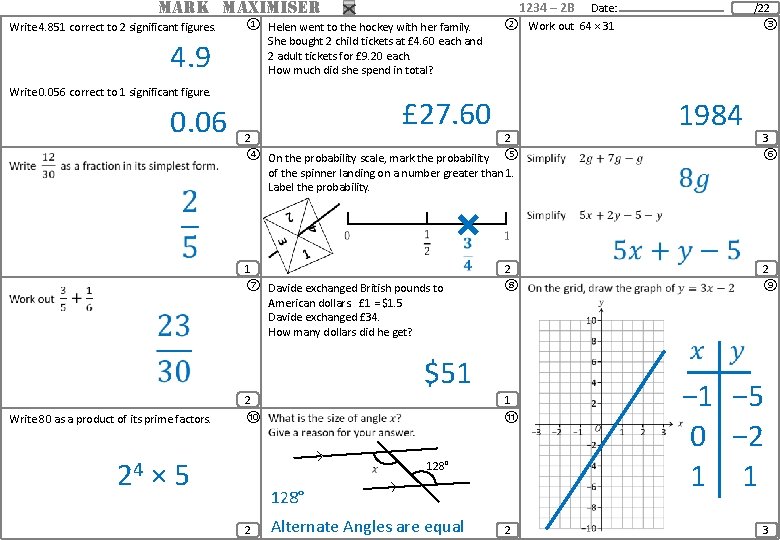 MARK MAXIMISER Write 4. 851 correct to 2 significant figures. 1234 – 2 B