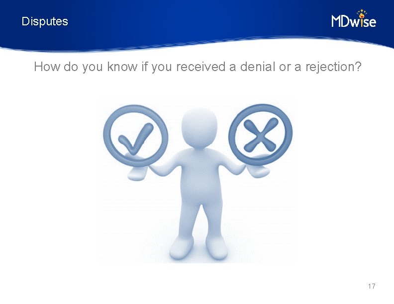 Disputes How do you know if you received a denial or a rejection? 17