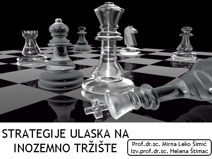 STRATEGIJE ULASKA NA Prof. dr. sc. Mirna Leko Šimić INOZEMNO TRŽIŠTE Izv. prof. dr.