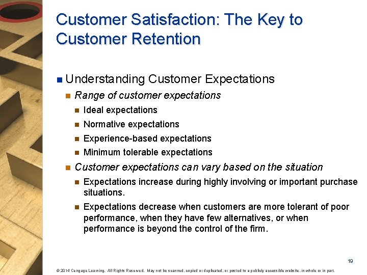 Customer Satisfaction: The Key to Customer Retention n Understanding n n Customer Expectations Range