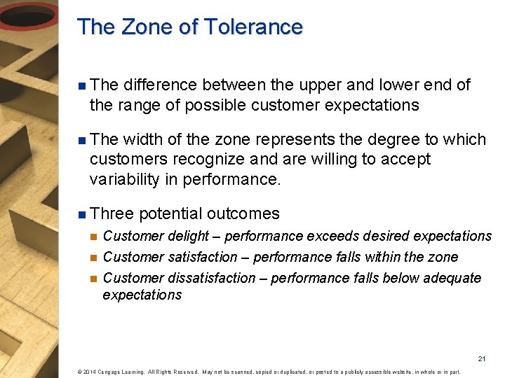 The Zone of Tolerance n The difference between the upper and lower end of