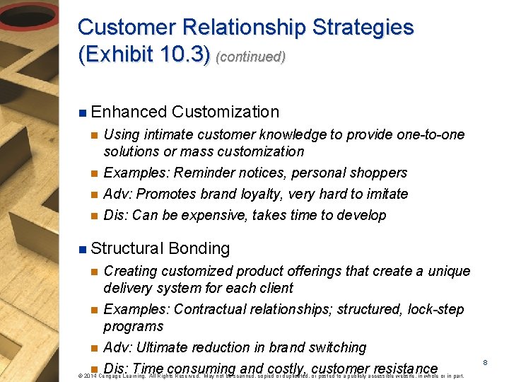 Customer Relationship Strategies (Exhibit 10. 3) (continued) n Enhanced Customization n Using intimate customer