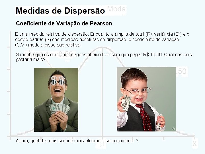 Coeficiente de Variação de Pearson É uma medida relativa de dispersão. Enquanto a amplitude