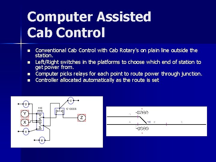 Computer Assisted Cab Control n n Conventional Cab Control with Cab Rotary's on plain