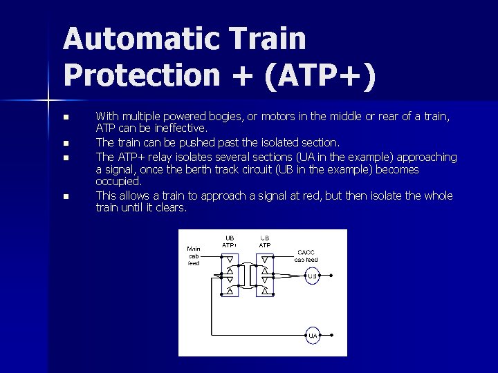 Automatic Train Protection + (ATP+) n n With multiple powered bogies, or motors in