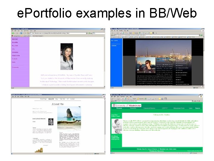 e. Portfolio examples in BB/Web 