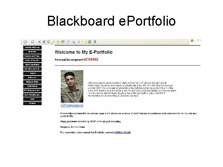 Blackboard e. Portfolio 