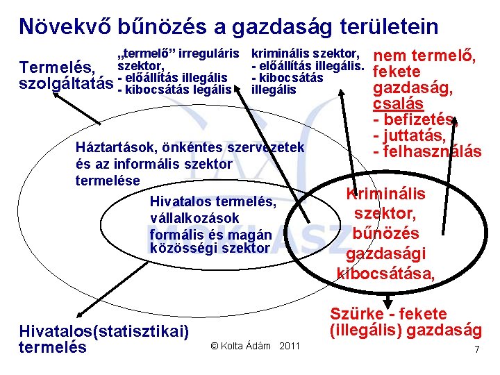 Növekvő bűnözés a gazdaság területein „termelő” irreguláris szektor, Termelés, szolgáltatás - előállítás illegális -