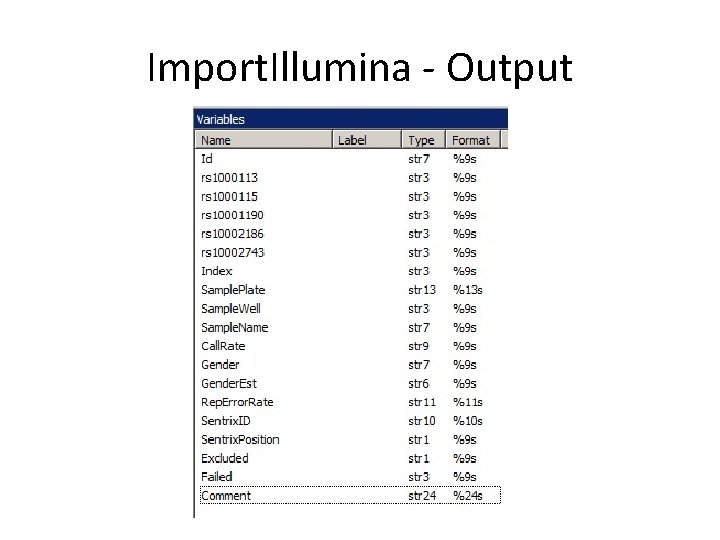 Import. Illumina - Output Import. Illumina - Output
