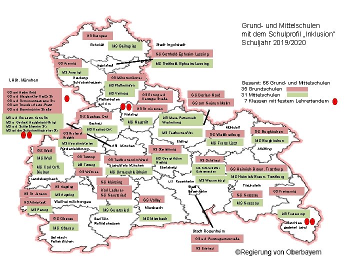 Grund- und Mittelschulen mit dem Schulprofil „Inklusion“ Schuljahr 2019/2020 GS Beilngries Eichstätt Stadt Ingolstadt