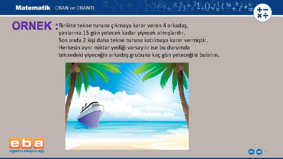 ORAN ve ORANTI Birlikte tekne turuna çıkmaya karar veren 4 arkadaş, yanlarına 15 gün