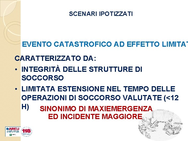 SCENARI IPOTIZZATI EVENTO CATASTROFICO AD EFFETTO LIMITAT CARATTERIZZATO DA: • INTEGRITÀ DELLE STRUTTURE DI