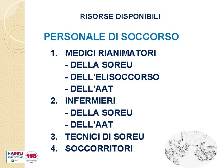 RISORSE DISPONIBILI PERSONALE DI SOCCORSO 1. MEDICI RIANIMATORI - DELLA SOREU - DELL’ELISOCCORSO -