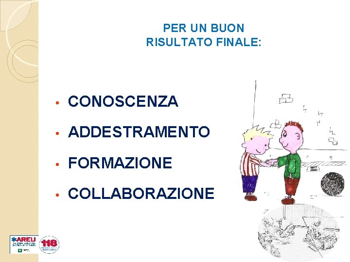 PER UN BUON RISULTATO FINALE: • CONOSCENZA • ADDESTRAMENTO • FORMAZIONE • COLLABORAZIONE 