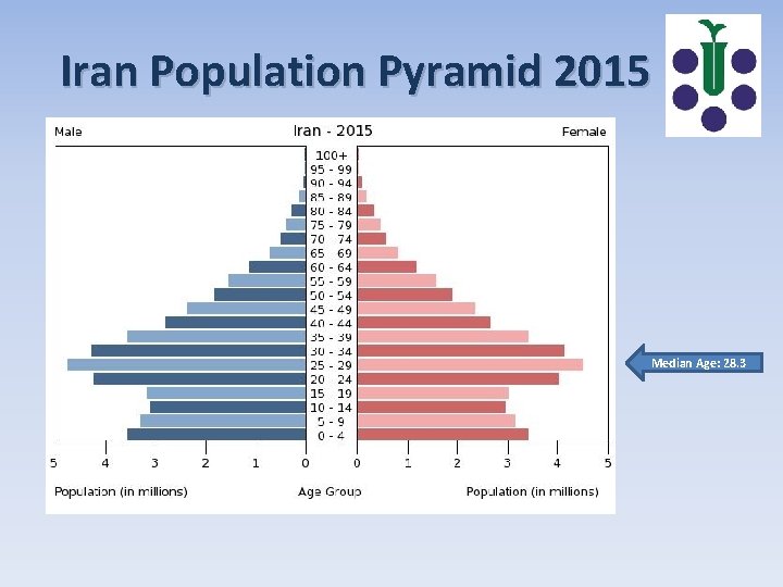 Iran Population Pyramid 2015 Median Age: 28. 3 