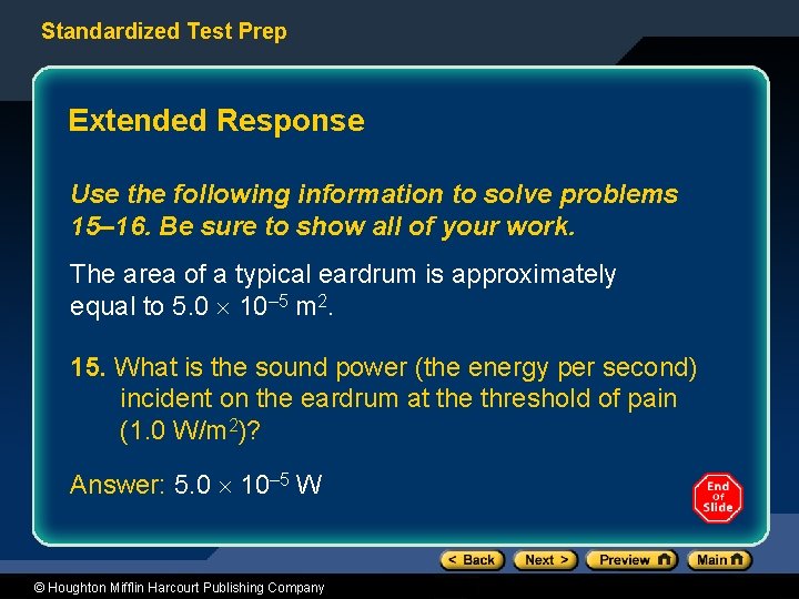 Standardized Test Prep Extended Response Use the following information to solve problems 15– 16.