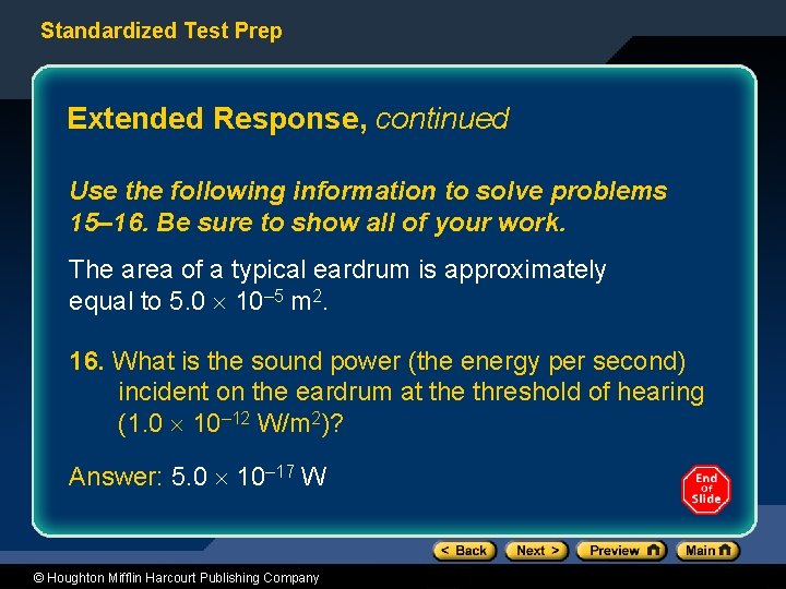 Standardized Test Prep Extended Response, continued Use the following information to solve problems 15–