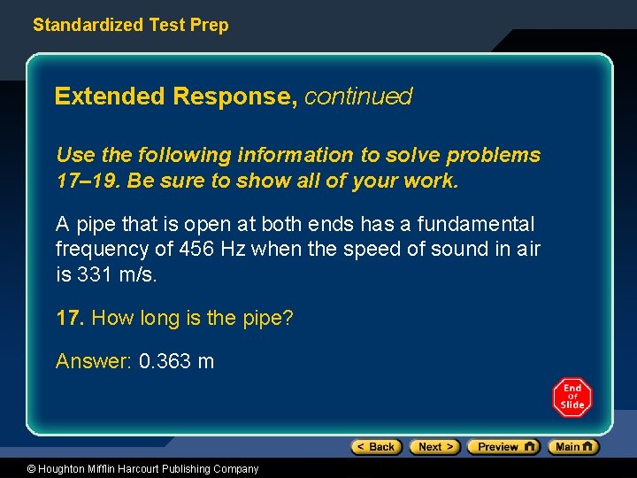 Standardized Test Prep Extended Response, continued Use the following information to solve problems 17–