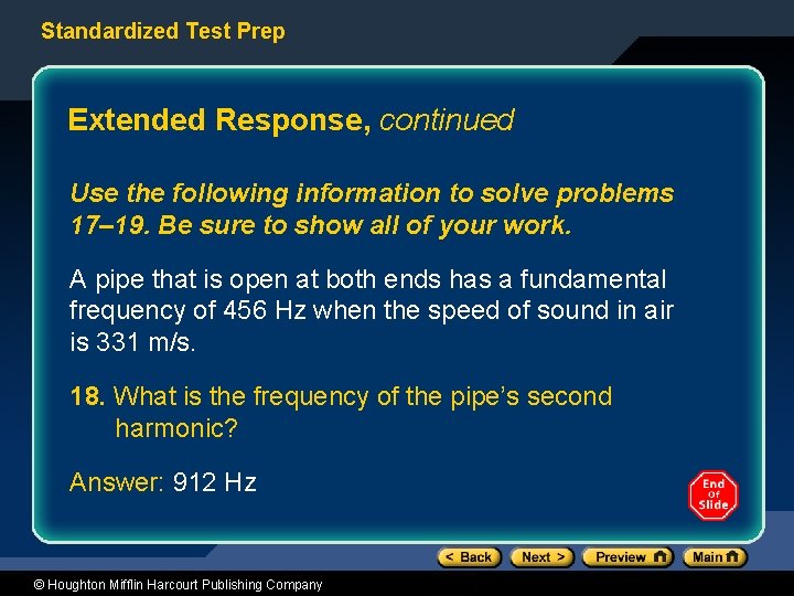 Standardized Test Prep Extended Response, continued Use the following information to solve problems 17–