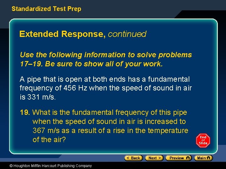 Standardized Test Prep Extended Response, continued Use the following information to solve problems 17–