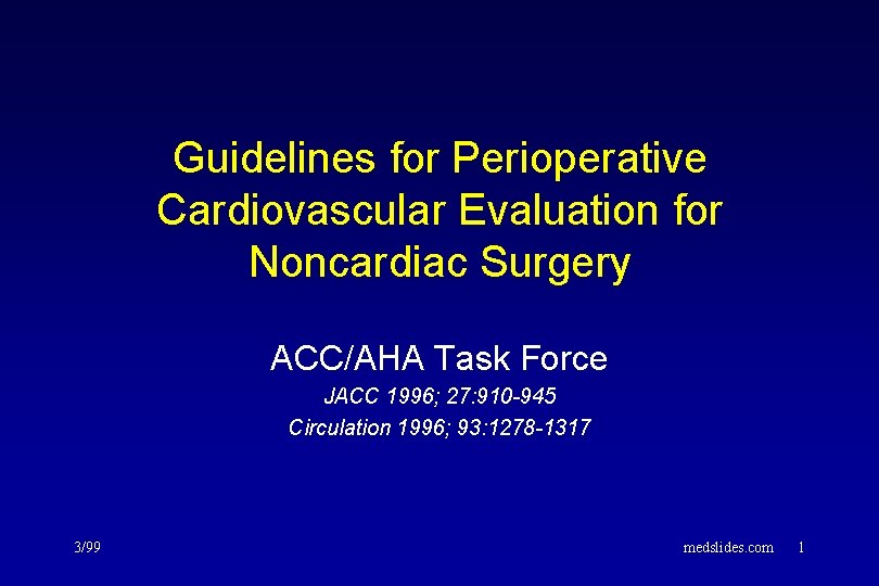 Guidelines for Perioperative Cardiovascular Evaluation for Noncardiac ...