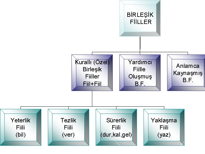 BİRLEŞİK FİİLLER Kurallı (Özel) Birleşik Fiiller Fiil+Fiil Yeterlik Fiili (bil) Tezlik Fiili (ver) Yardımcı