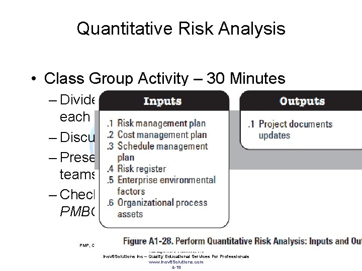 Quantitative Risk Analysis • Class Group Activity – 30 Minutes – Divide Class into