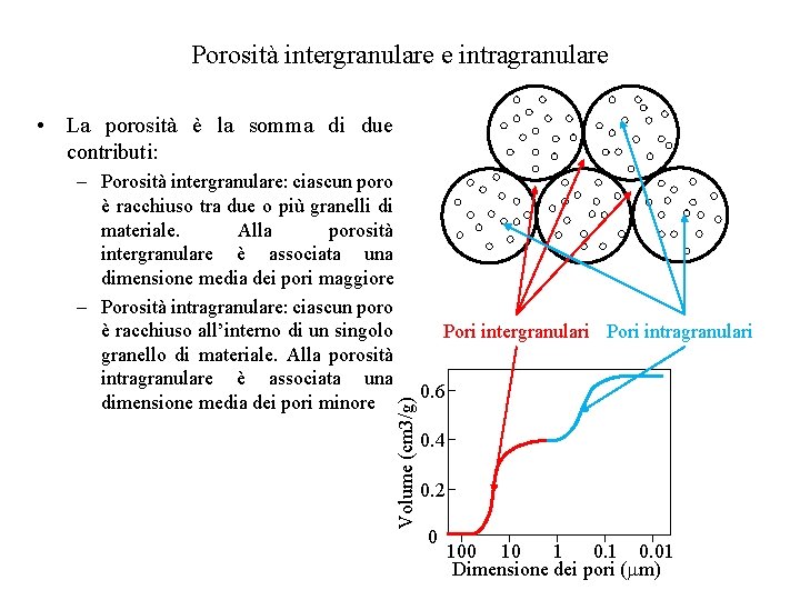 Porosità intergranulare e intragranulare • La porosità è la somma di due contributi: Pori