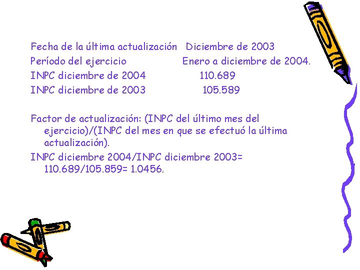 Fecha de la última actualización Diciembre de 2003 Período del ejercicio Enero a diciembre