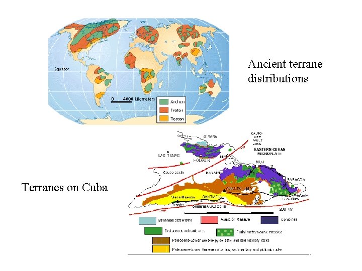 Ancient terrane distributions Terranes on Cuba 