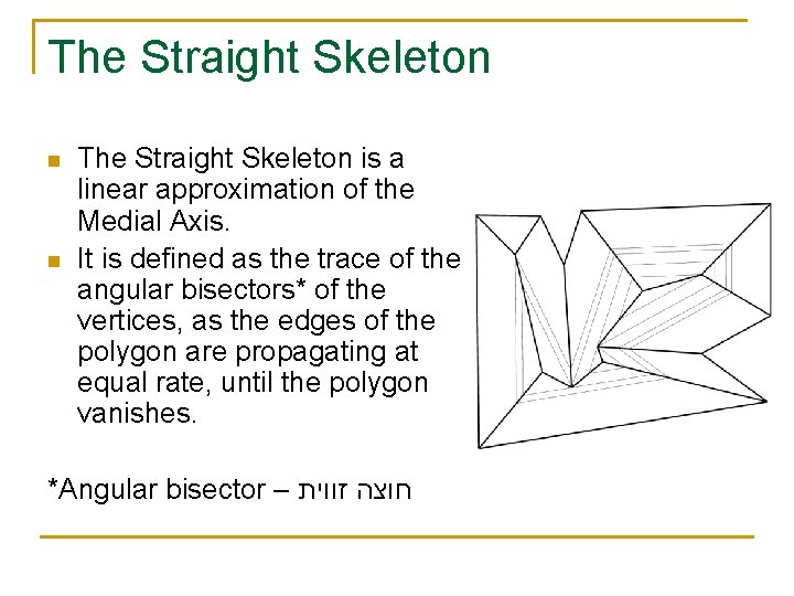 The Straight Skeleton n n The Straight Skeleton is a linear approximation of the