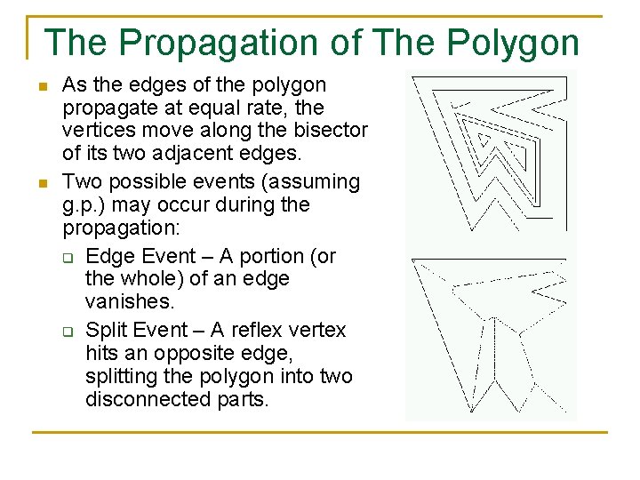 The Propagation of The Polygon n n As the edges of the polygon propagate