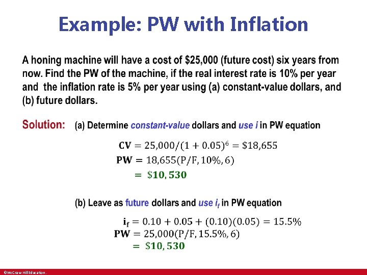 Example: PW with Inflation • ©Mc. Graw-Hill Education. 