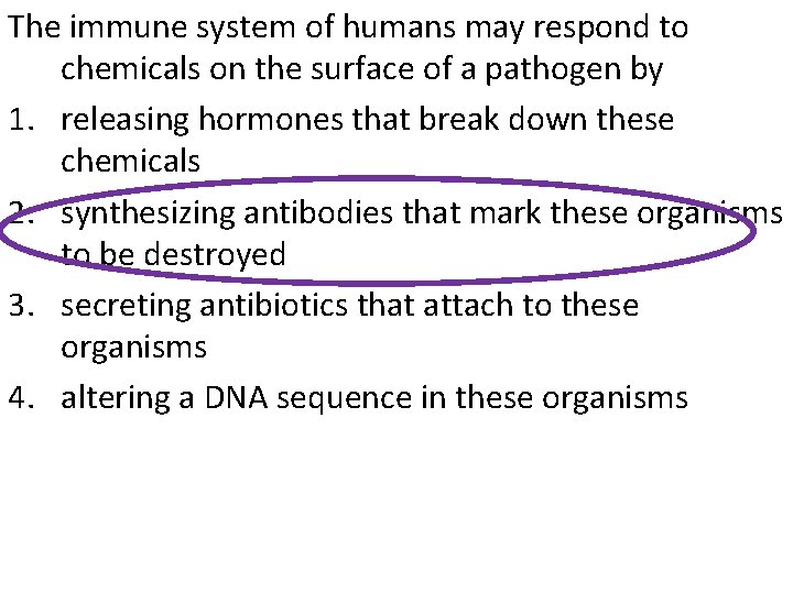 The immune system of humans may respond to chemicals on the surface of a