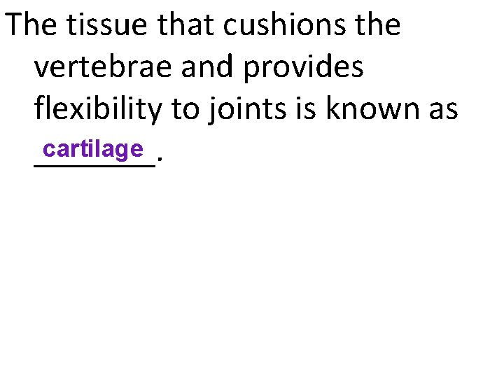 The tissue that cushions the vertebrae and provides flexibility to joints is known as