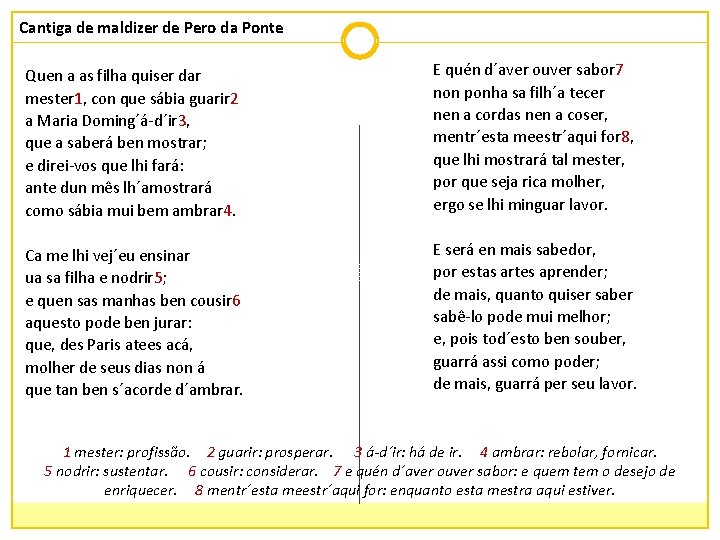 Cantiga de maldizer de Pero da Ponte Quen a as filha quiser dar mester