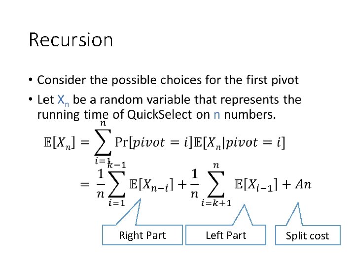 Recursion • Right Part Left Part Split cost 