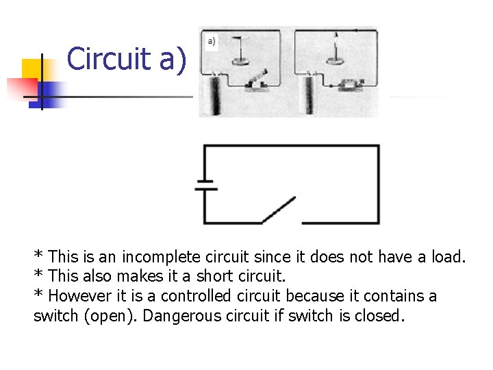 Circuit a) * This is an incomplete circuit since it does not have a