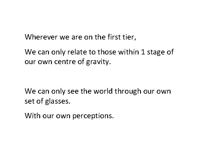 Wherever we are on the first tier, We can only relate to those within