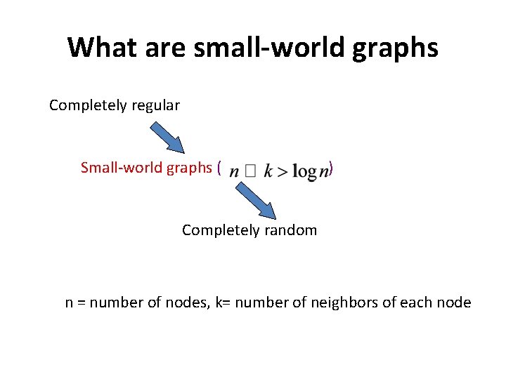 What are small-world graphs Completely regular Small-world graphs ( ) Completely random n =