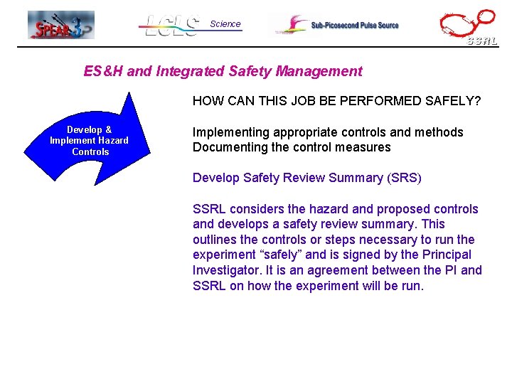 Science ES&H and Integrated Safety Management HOW CAN THIS JOB BE PERFORMED SAFELY? Define