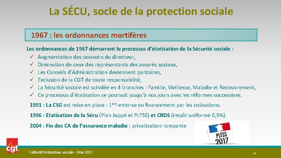 La SÉCU, socle de la protection sociale 1967 : les ordonnances mortifères Les ordonnances