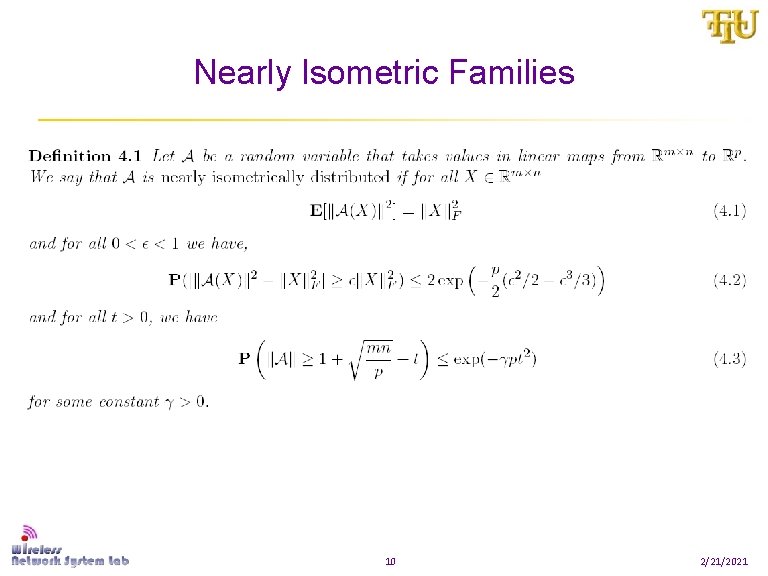 Nearly Isometric Families 10 2/21/2021 